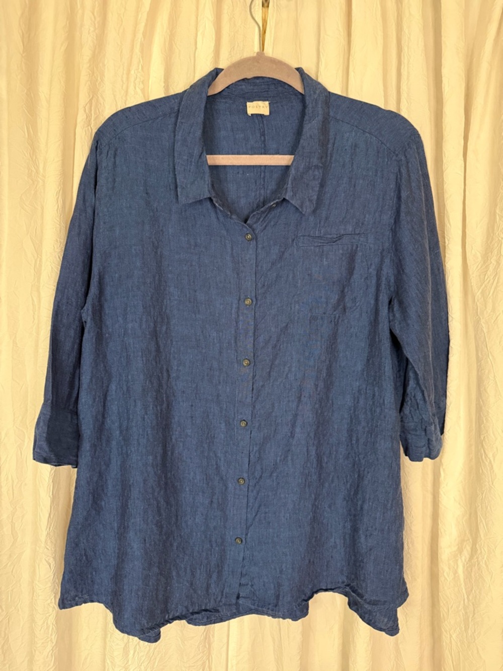 Poetry Blue Button-Front Linen Shirt